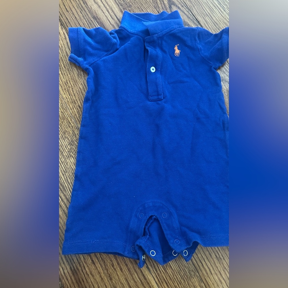 Ralph Lauren Classic Blue Polo onesie